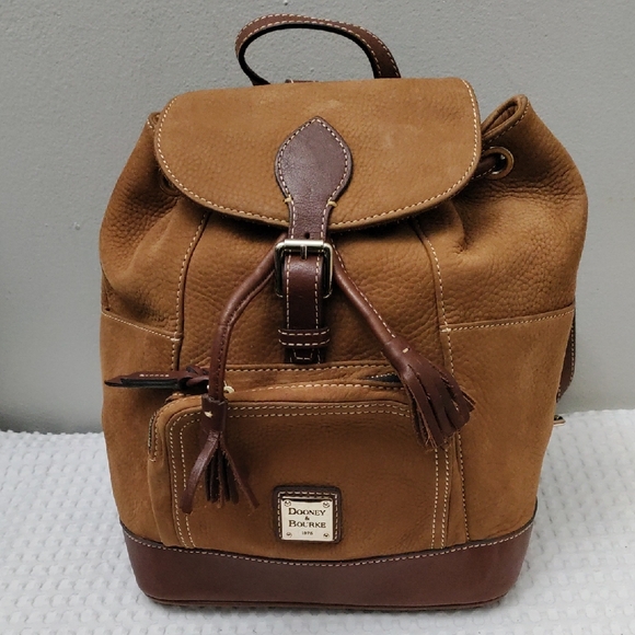 Dooney & Bourke Handbags - Dooney & Bourke Nubuck/Leather Drawstring Backpack